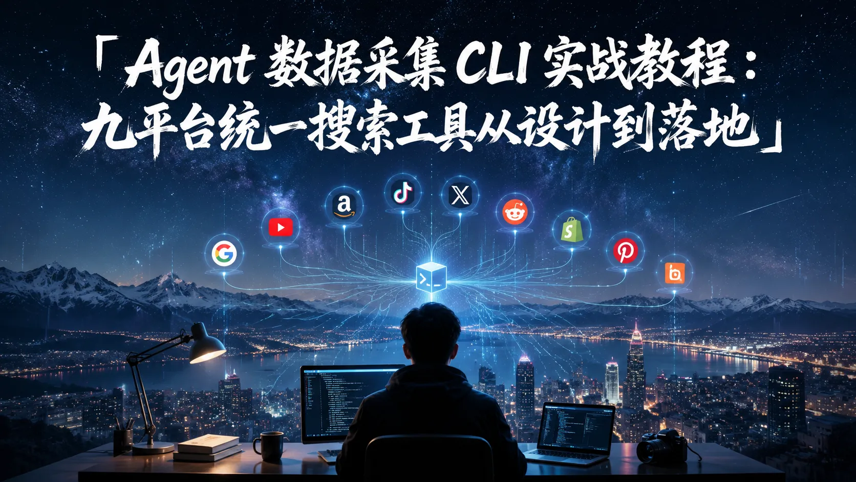 九平台统一搜索工具封面：一条 CLI 命令连接九个数据源，从内容创作到电商选品的全场景数据采集
