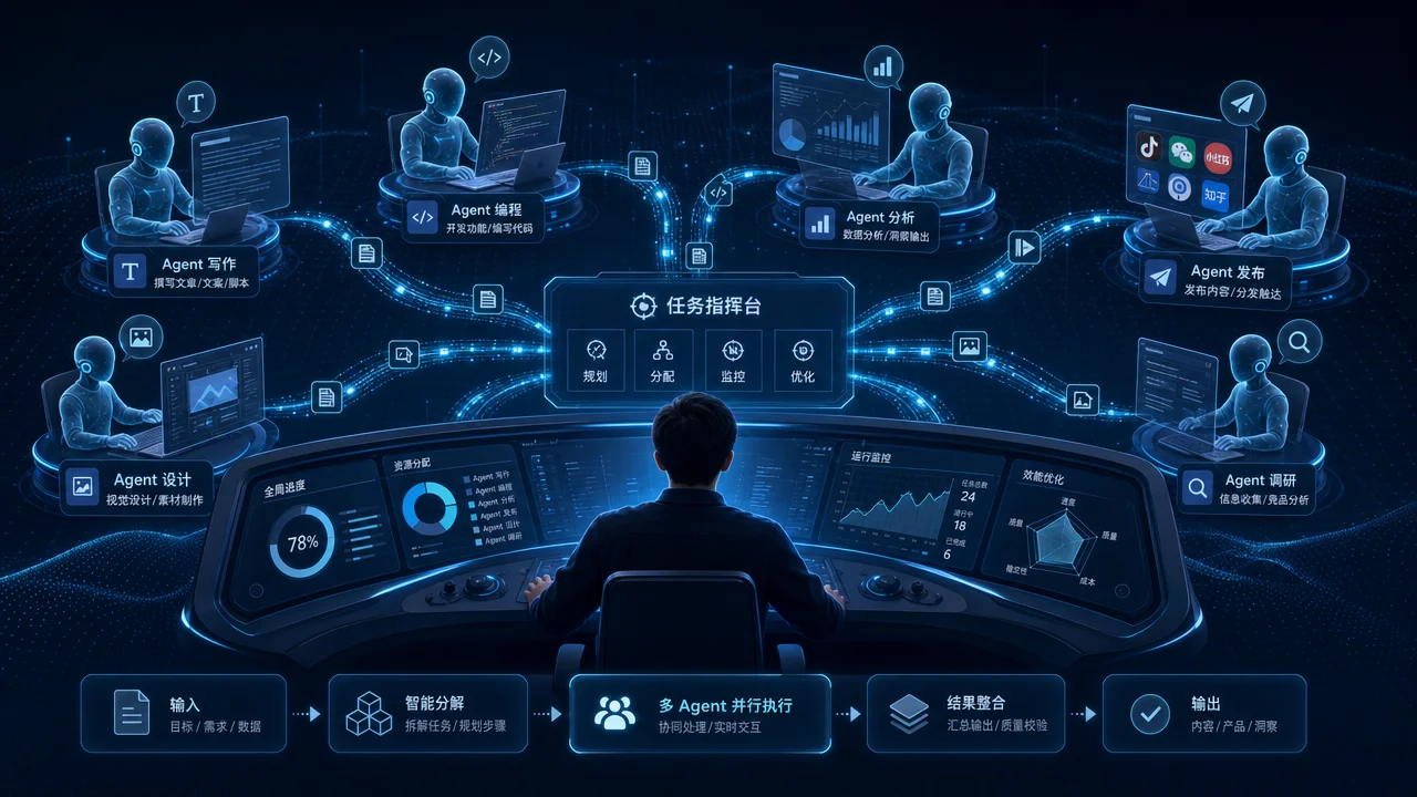 一人公司模式——一个人指挥多 Agent 并行处理不同业务线