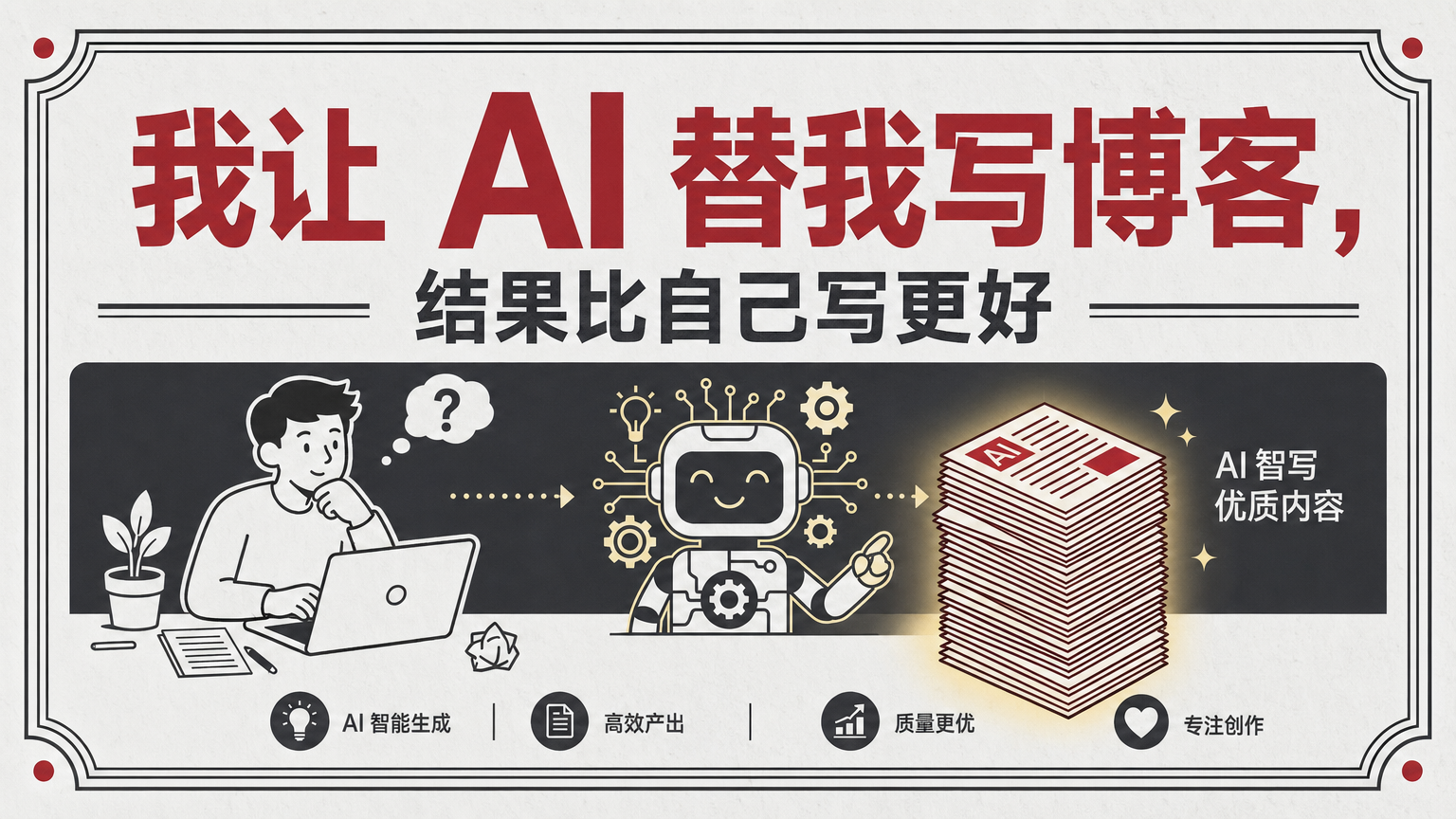 AI 写博客工作流封面，展示 AI 自动生成优质博客内容