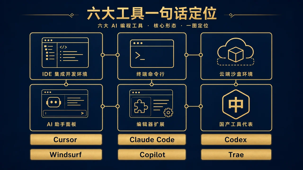 六大 AI 编程工具形态对比:IDE、终端、云端沙盒、助手扩展