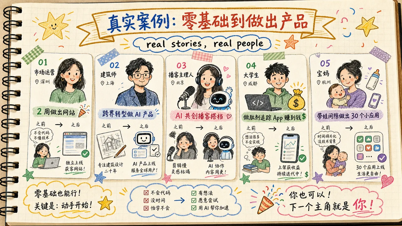 零基础学员和外部用户从入门到做出产品的真实案例集锦