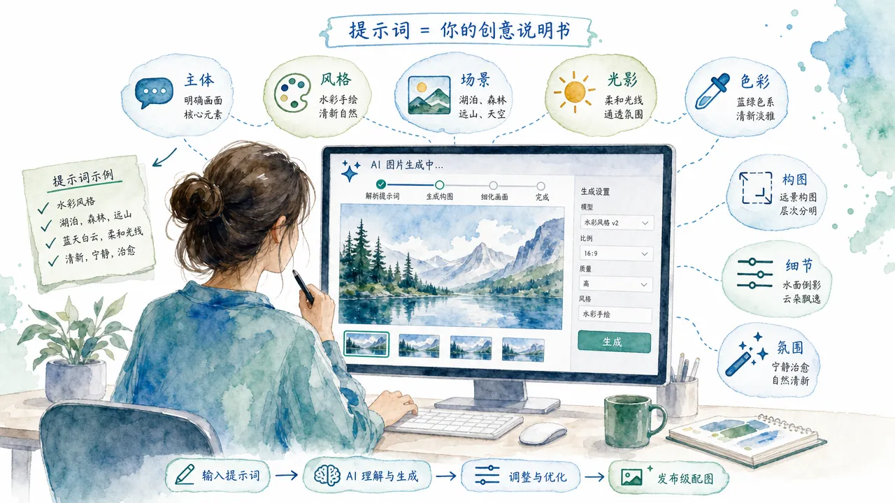 AI 图片生成工作流示意图