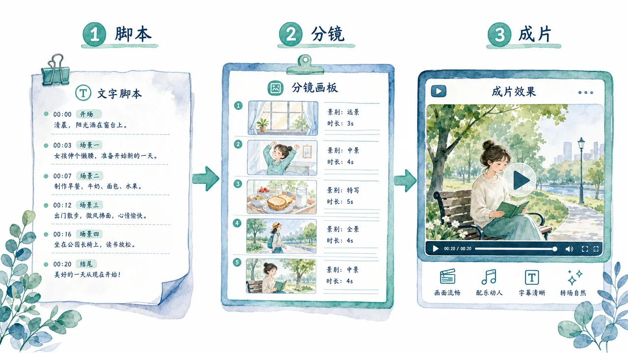 AI 短视频从脚本到成片的流程