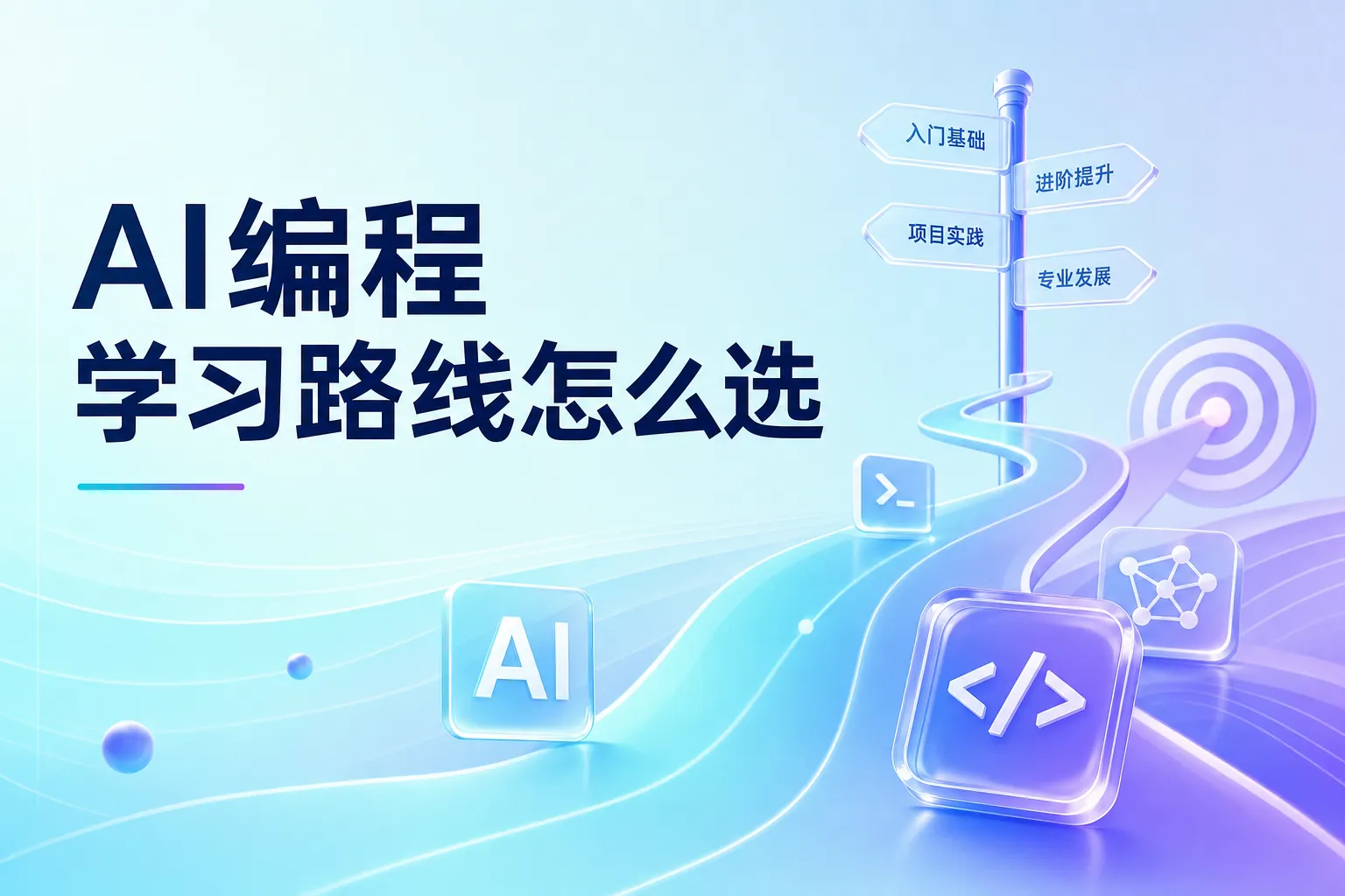 AI编程学习路线三条路径示意图