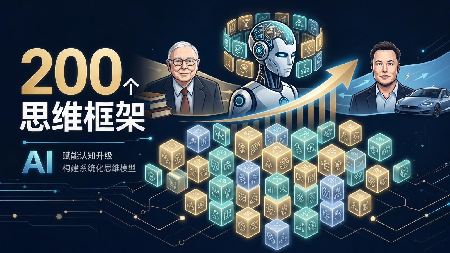 200 个思维框架与 AI 工作流的官网封面，展示把决策模型写进 Claude Code 后用于分析、判断和创作的系统