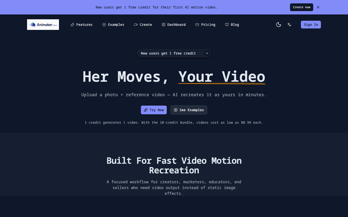Animaker Dev 网站首页截图