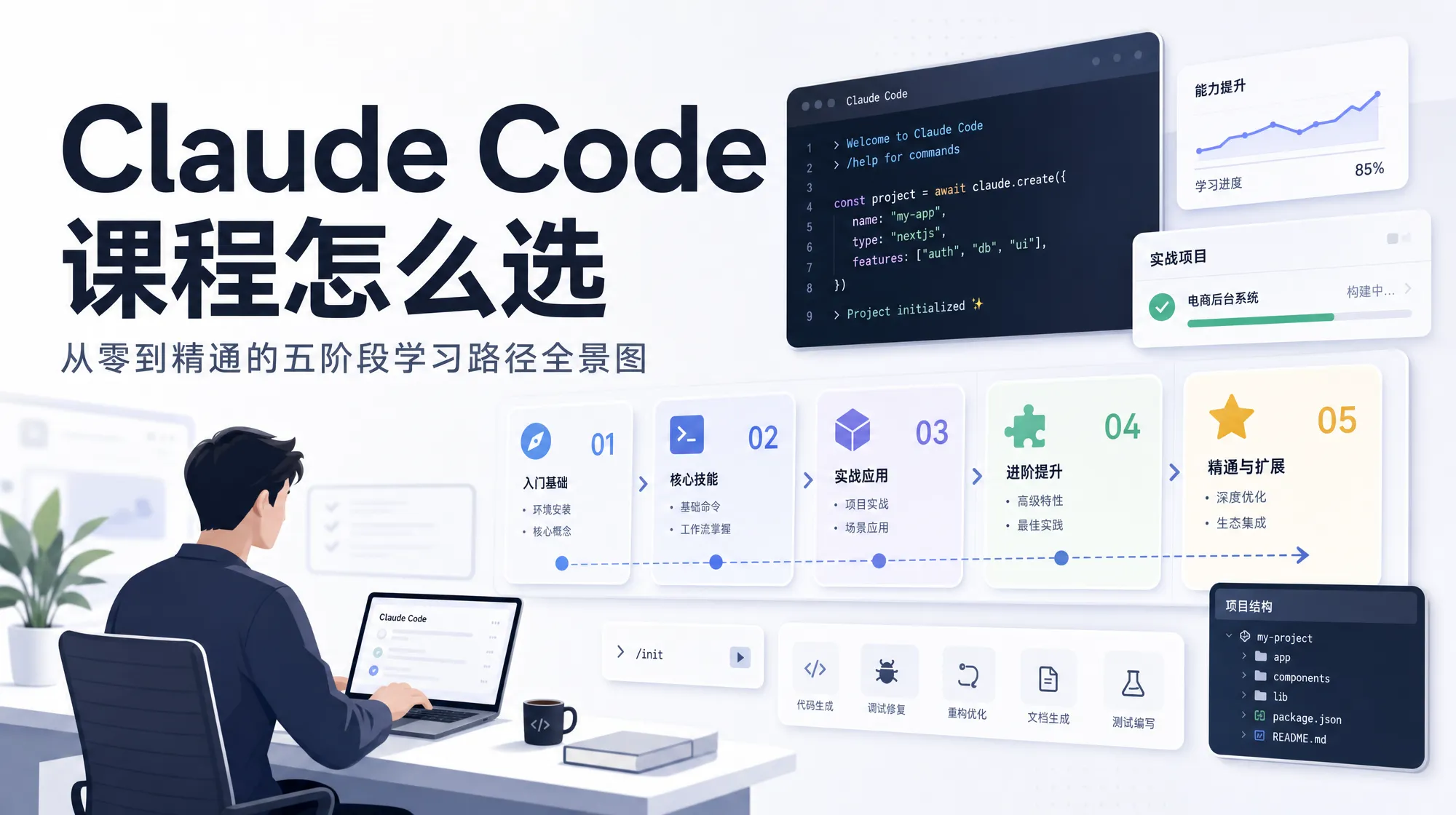 Claude Code 五阶段学习路径全景图