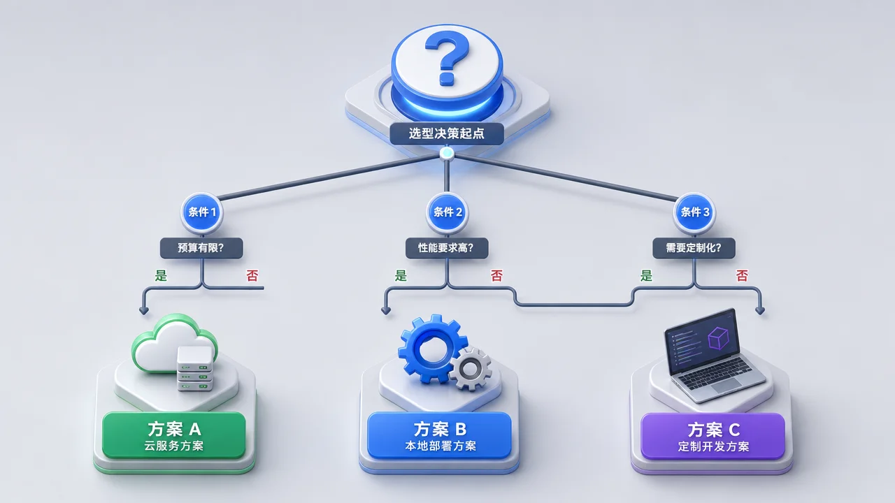 Claude Code 通知方案选型决策树:从需求出发分叉到三种方案的流程图