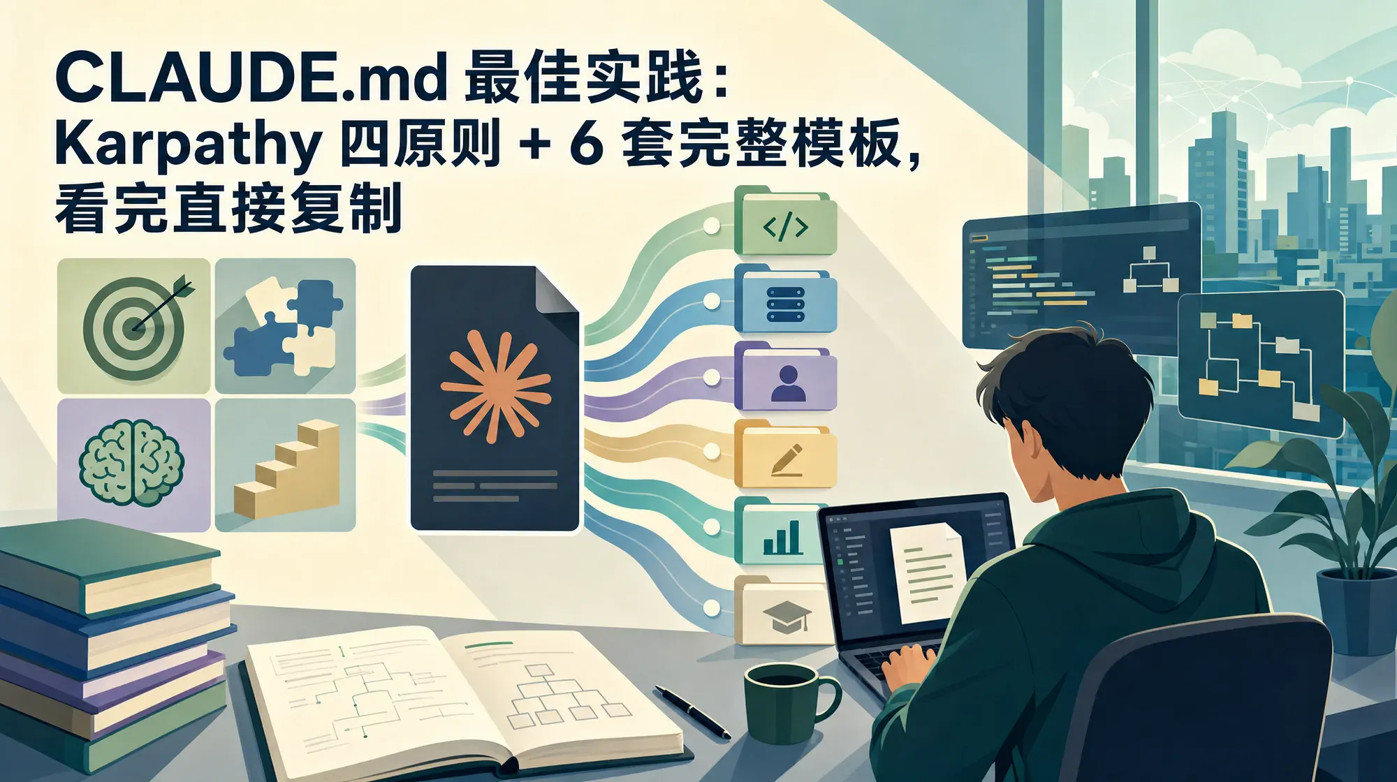 CLAUDE.md 最佳实践封面：一份精心编写的配置文件连接开发者与 AI 编程助手