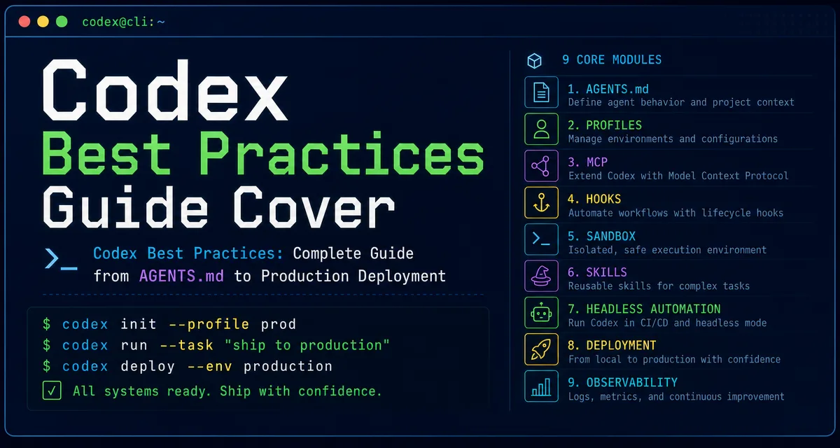 Codex 最佳实践指南封面：九大模块配置全景图