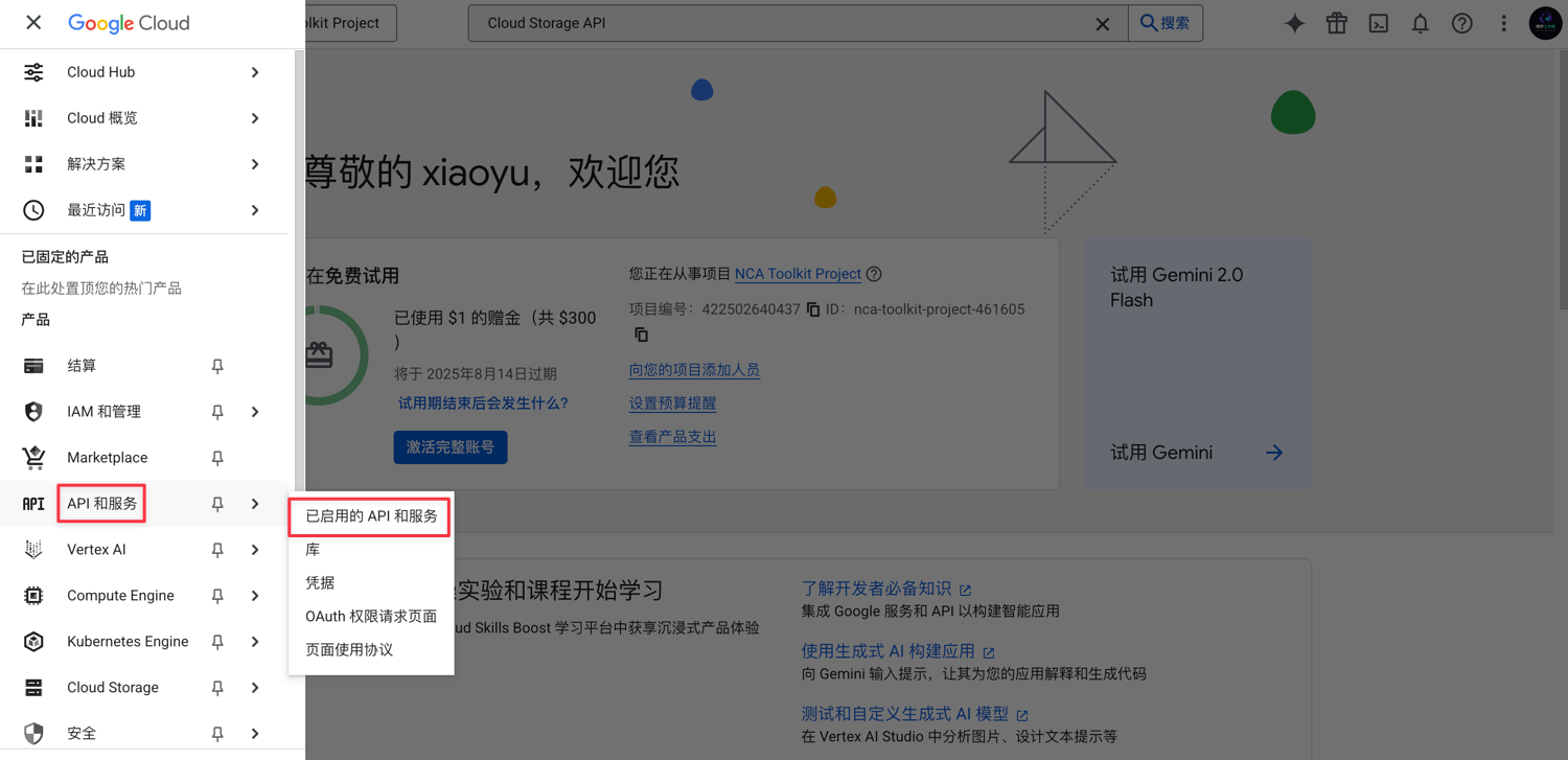GCP API 库页面