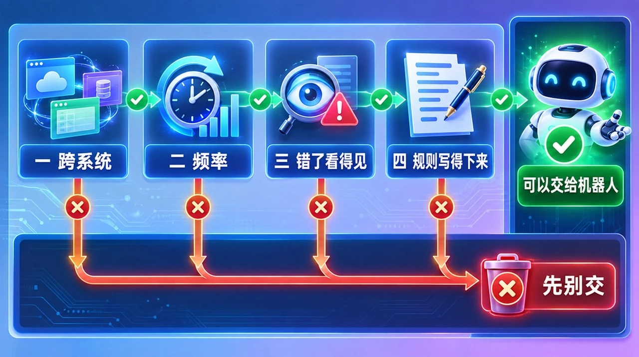 判断一件活该不该交给 AI 的四个测试:跨系统、频率、错了看得见、规则写得下来