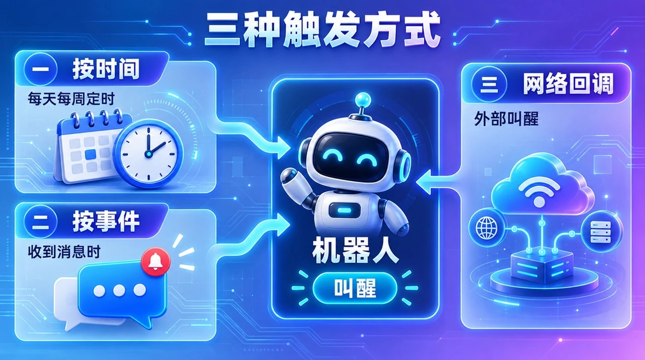 Grok Bot 的三种触发方式:按时间、按事件、网络回调