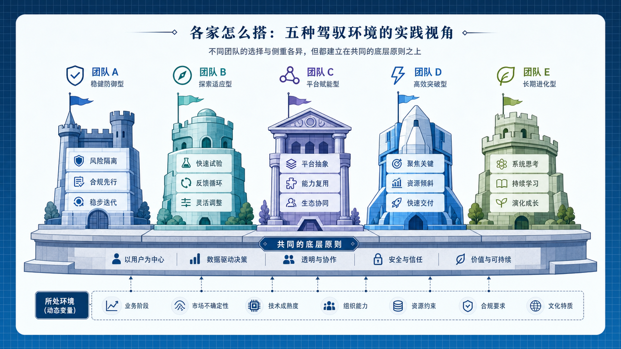 五家团队的驾驭环境实践对比
