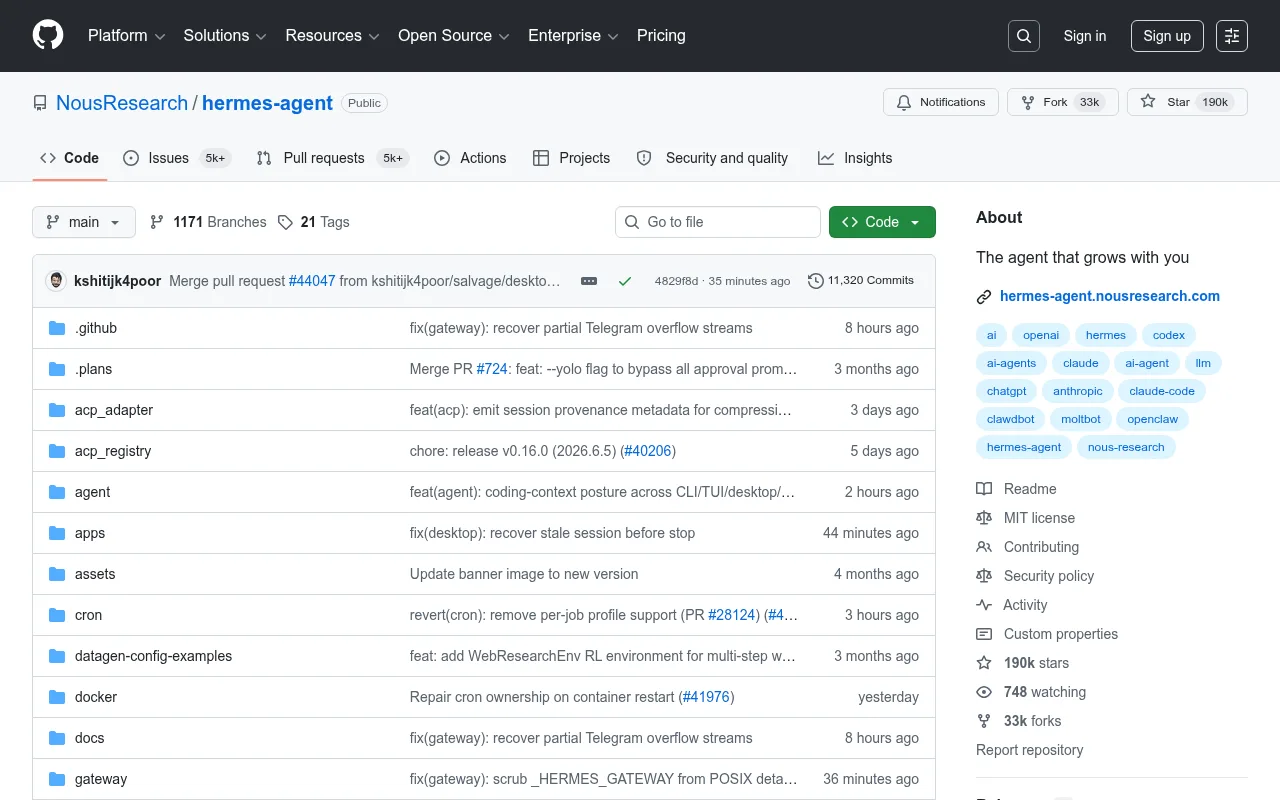 Hermes Agent GitHub 仓库 cron 目录