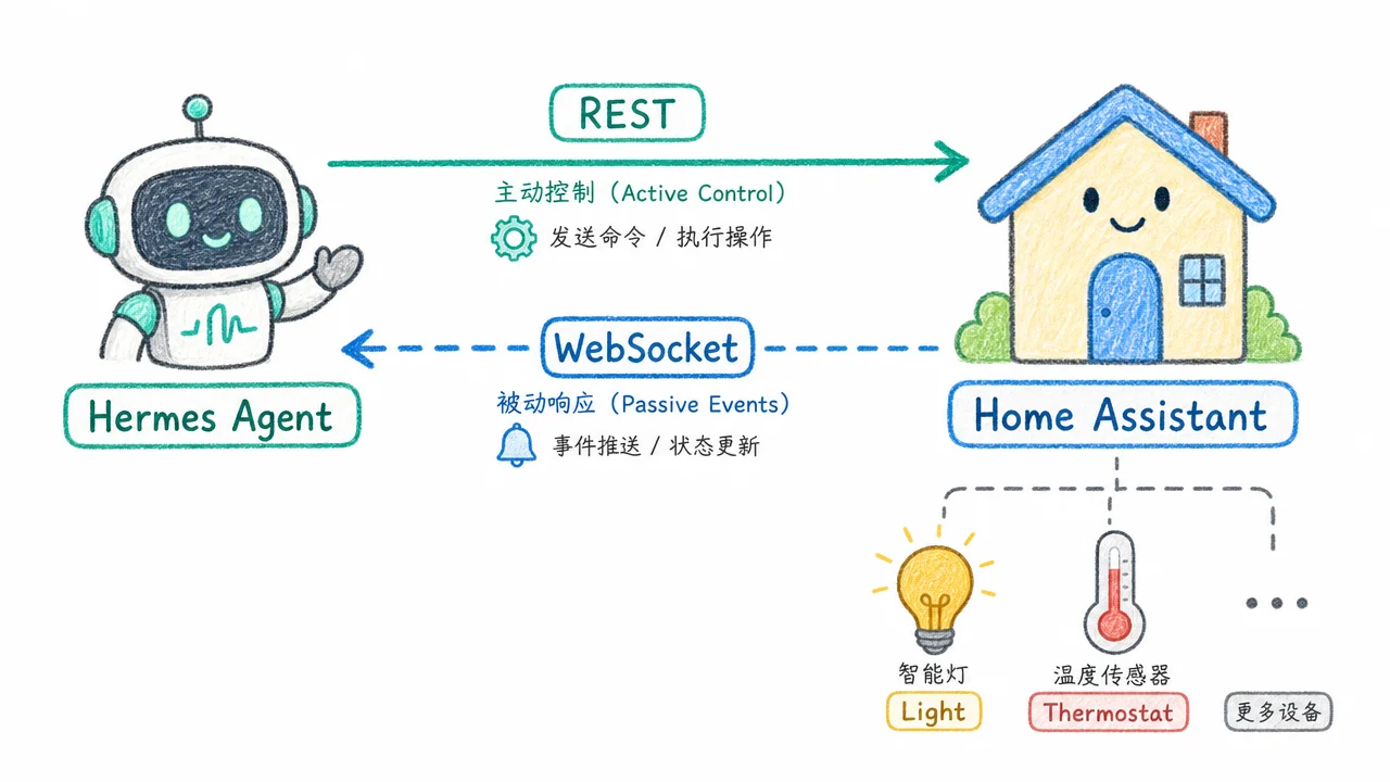 REST 主动控制与 WebSocket 被动响应双通道架构