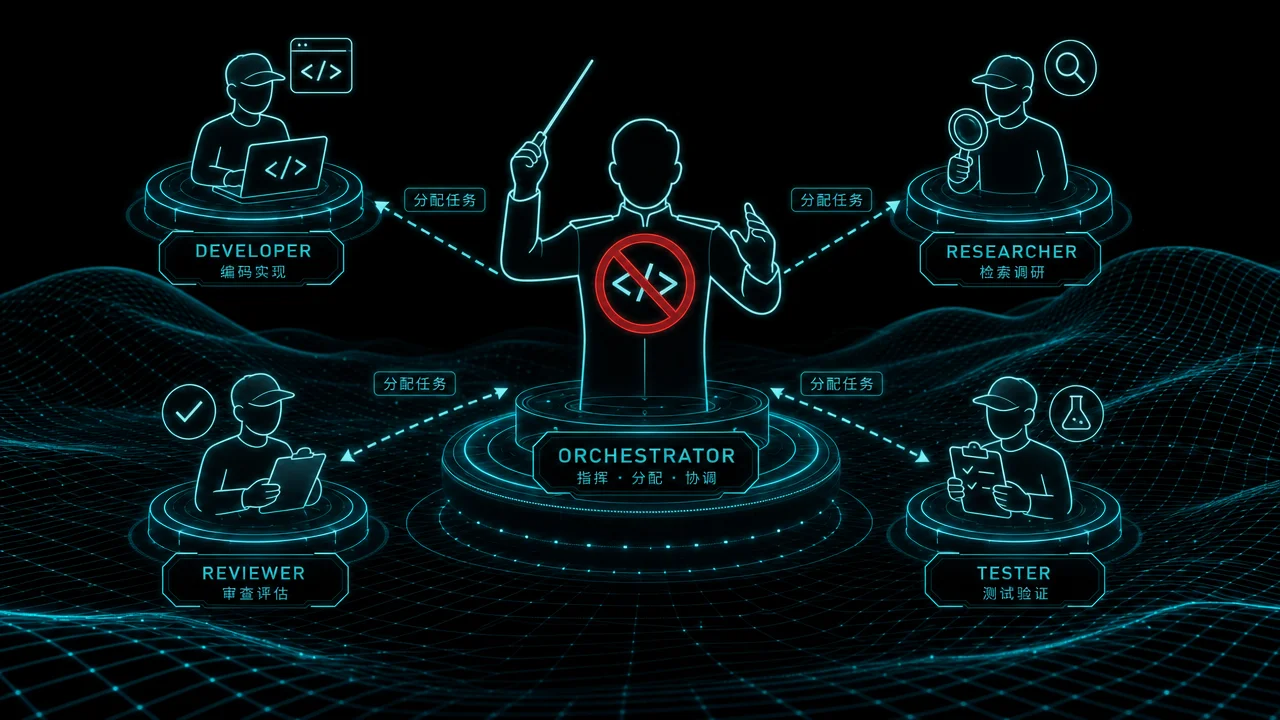 Orchestrator 铁律:指挥官只分配任务不亲自动手,工人各司其职