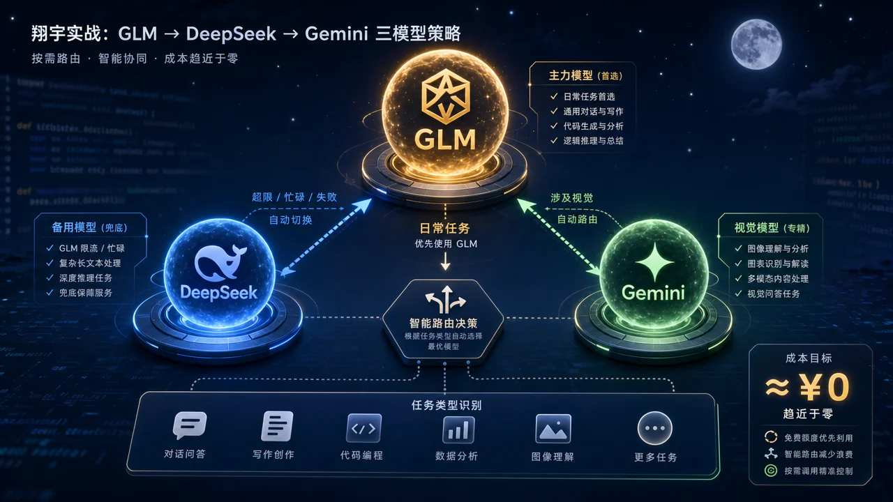 三模型路由策略与成本可视化