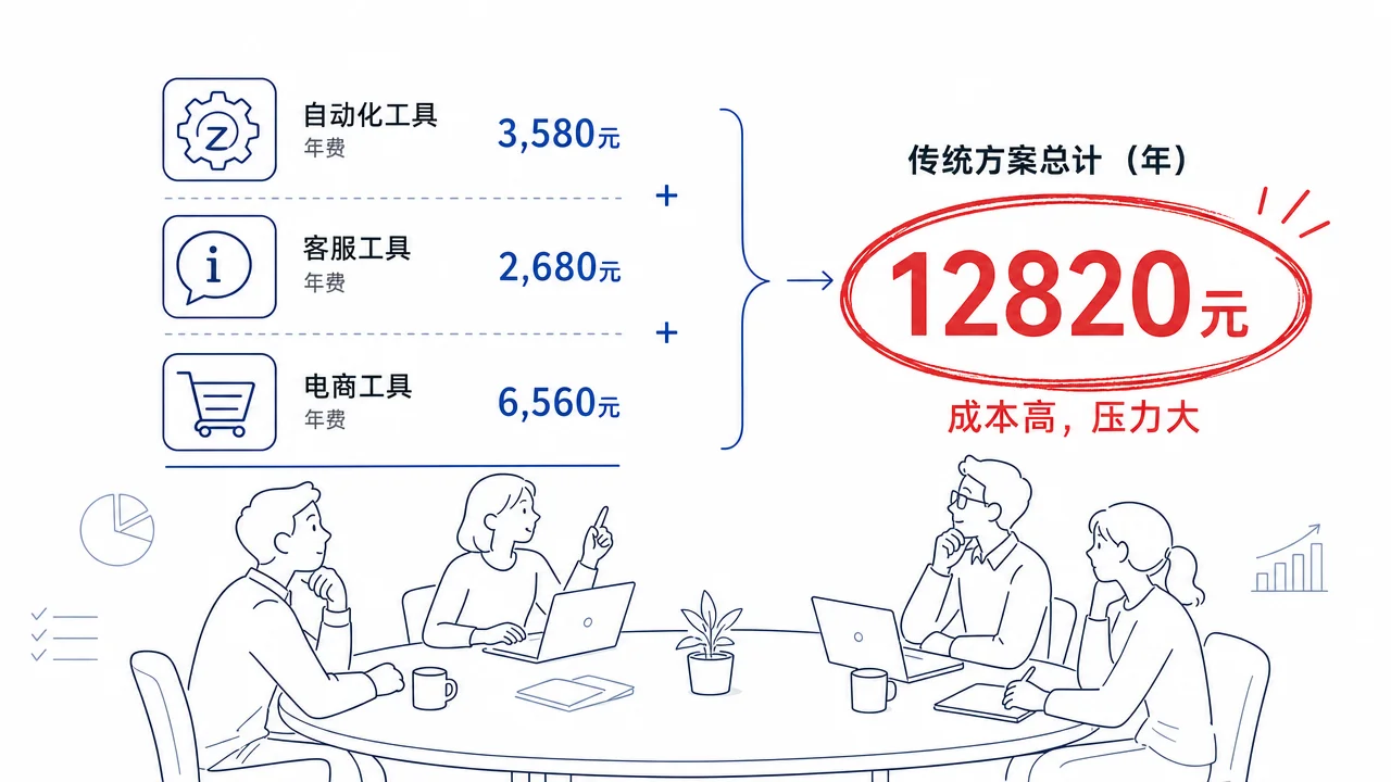 传统 SaaS 工具订阅年费累加可视化