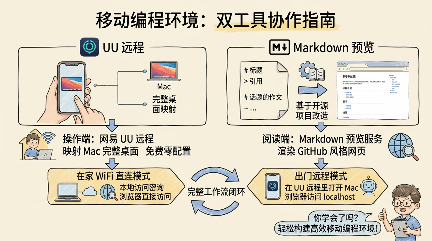 两个工具：UU 远程 + Markdown 预览