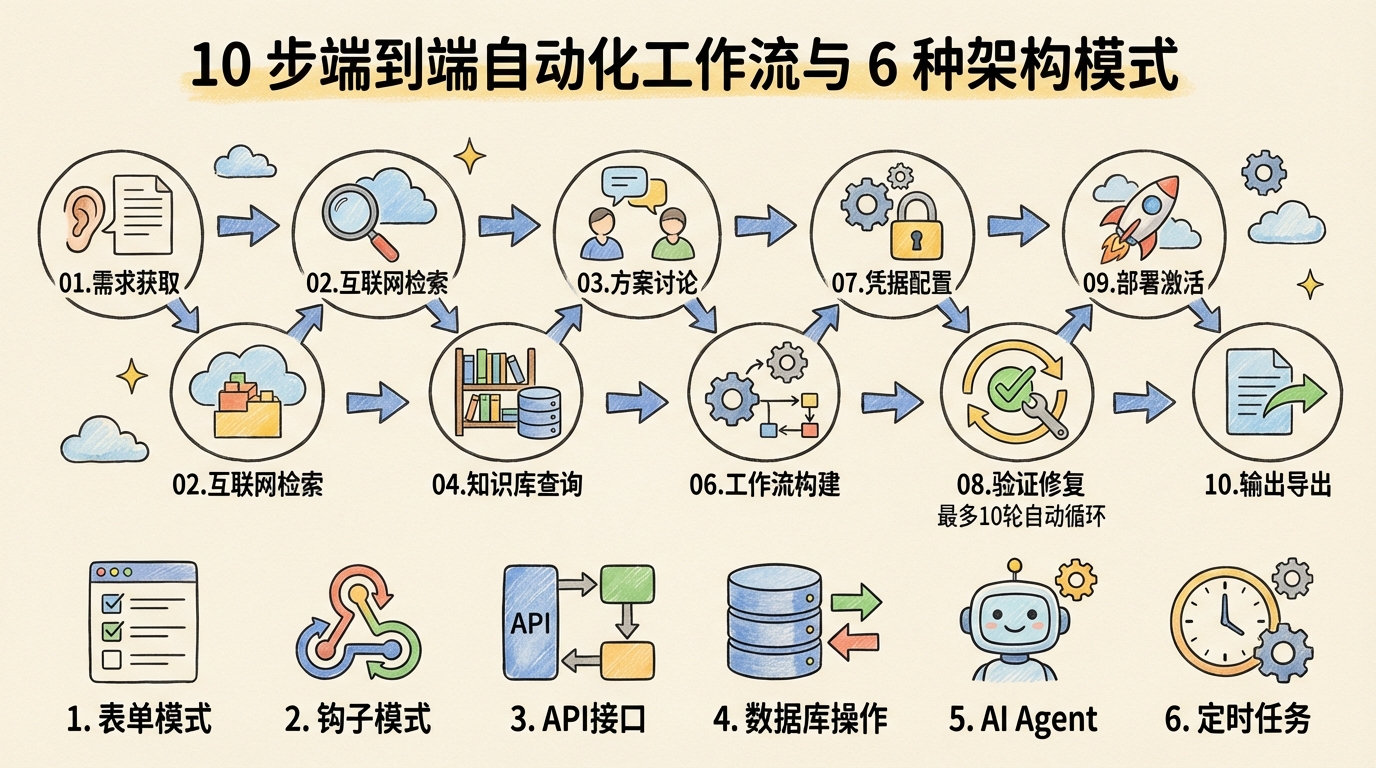 n8n 10 步工作流构建流水线