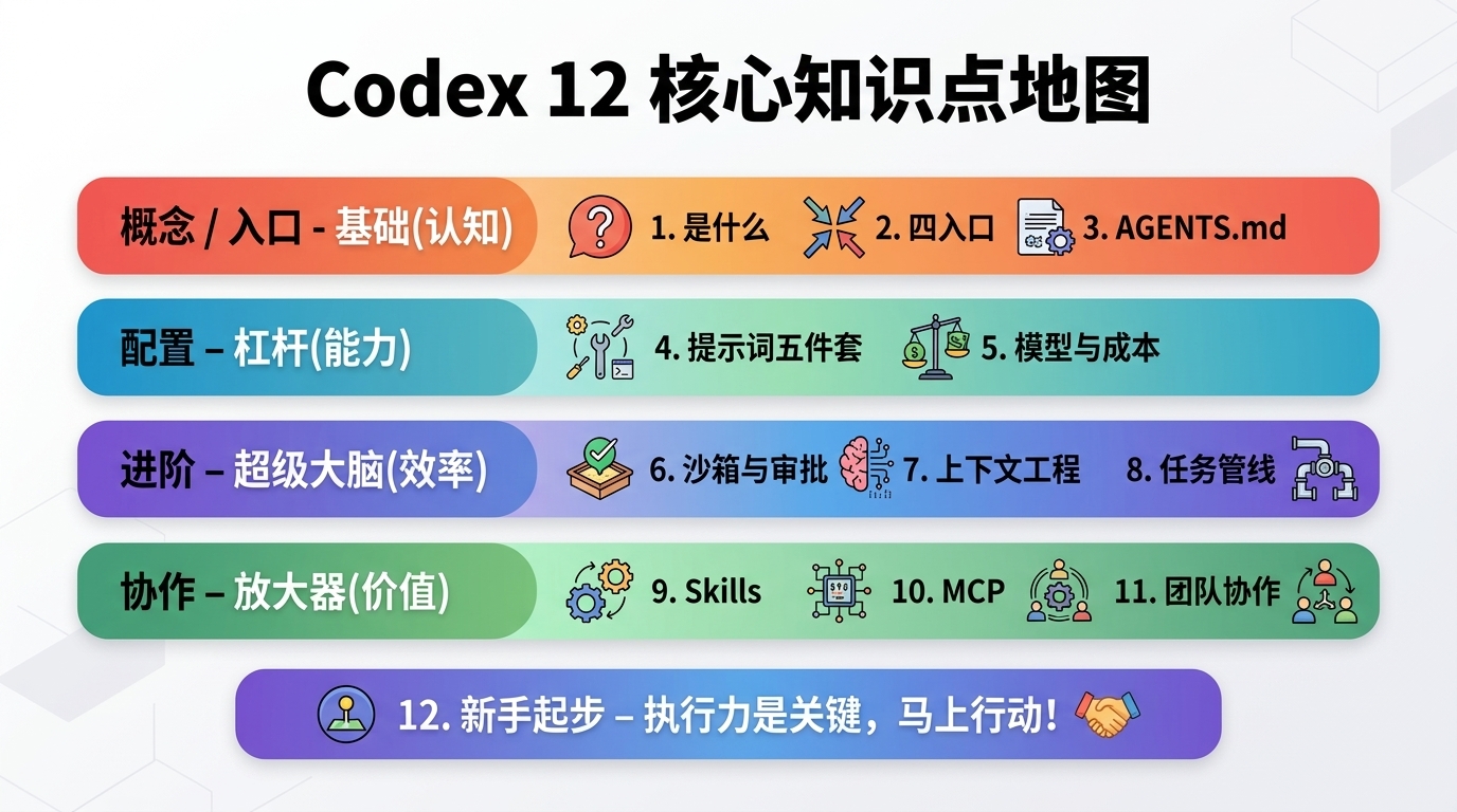 OpenAI Codex 12 个核心知识点地图:概念、入口、配置、进阶、协作五条主线