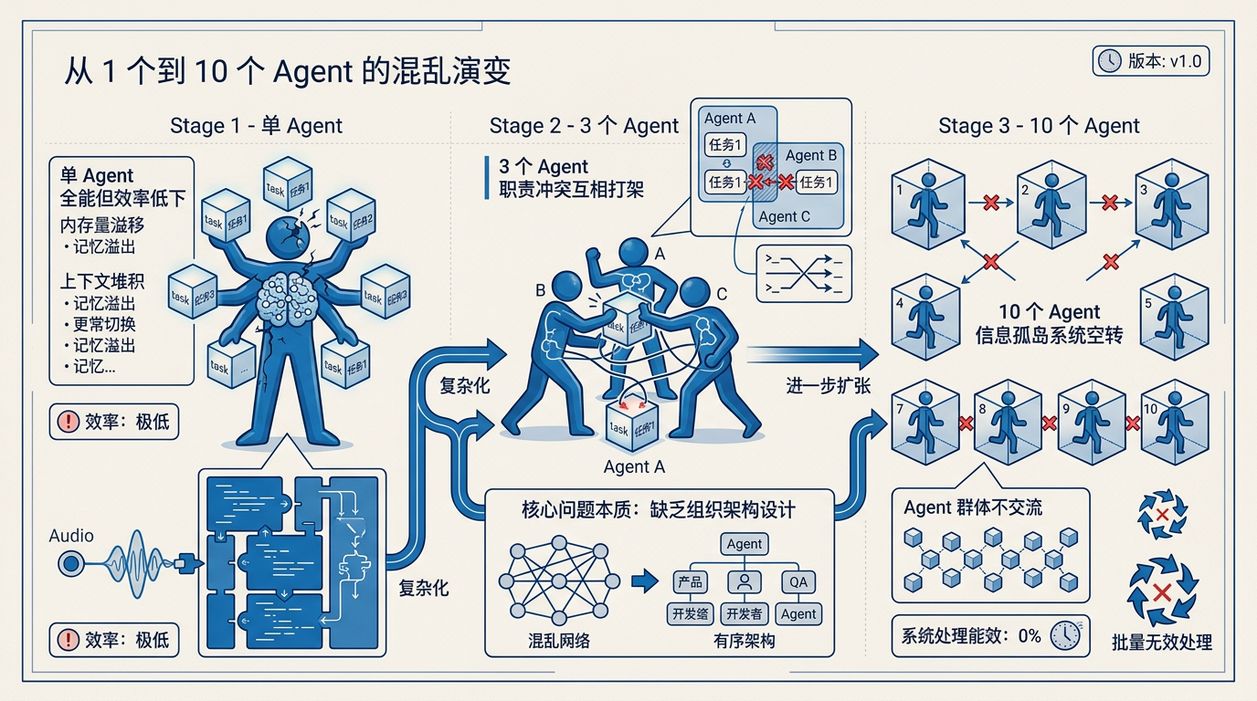从 1 个到 10 个 Agent 的混乱演变