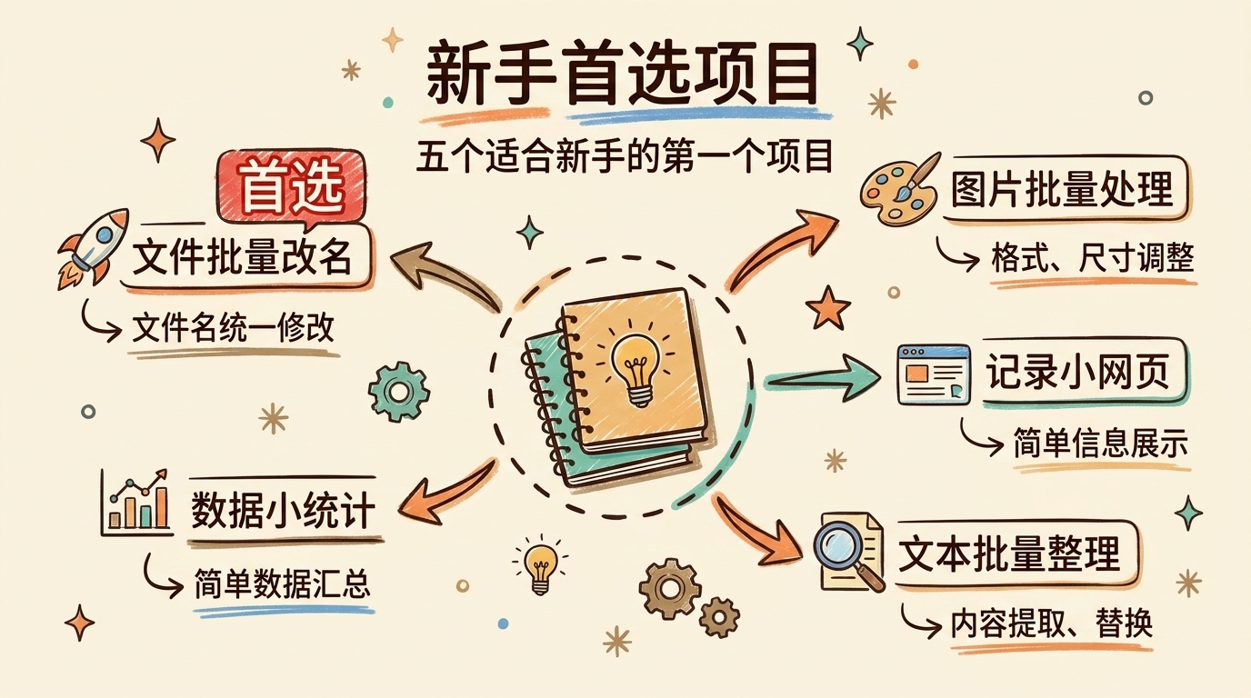 vibe coding 第一个项目五个现成选题图