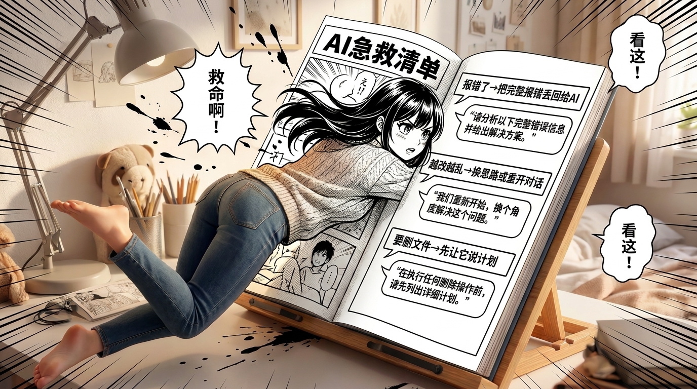 vibe coding 新手卡点急救清单图