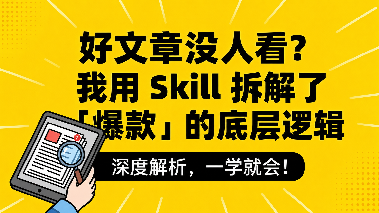 爆款内容分析 Skill 封面，展示用 AI 拆解文章传播逻辑