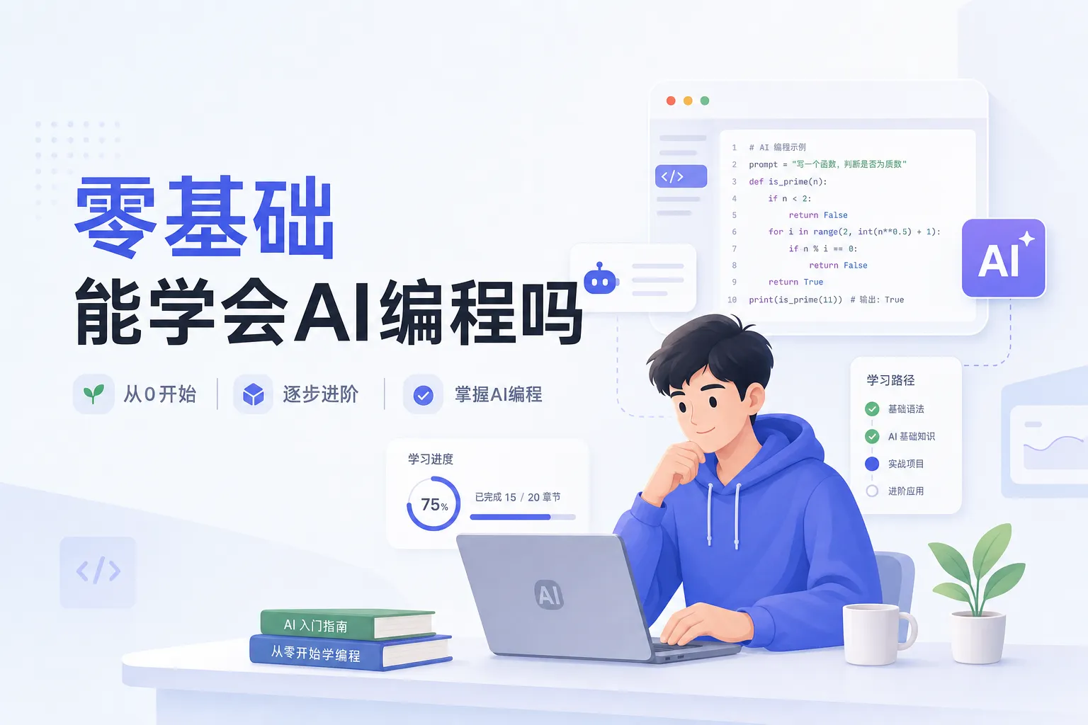 零基础学 AI 编程四个月路线图：从完全不懂到构建自动化工具的阶段示意图